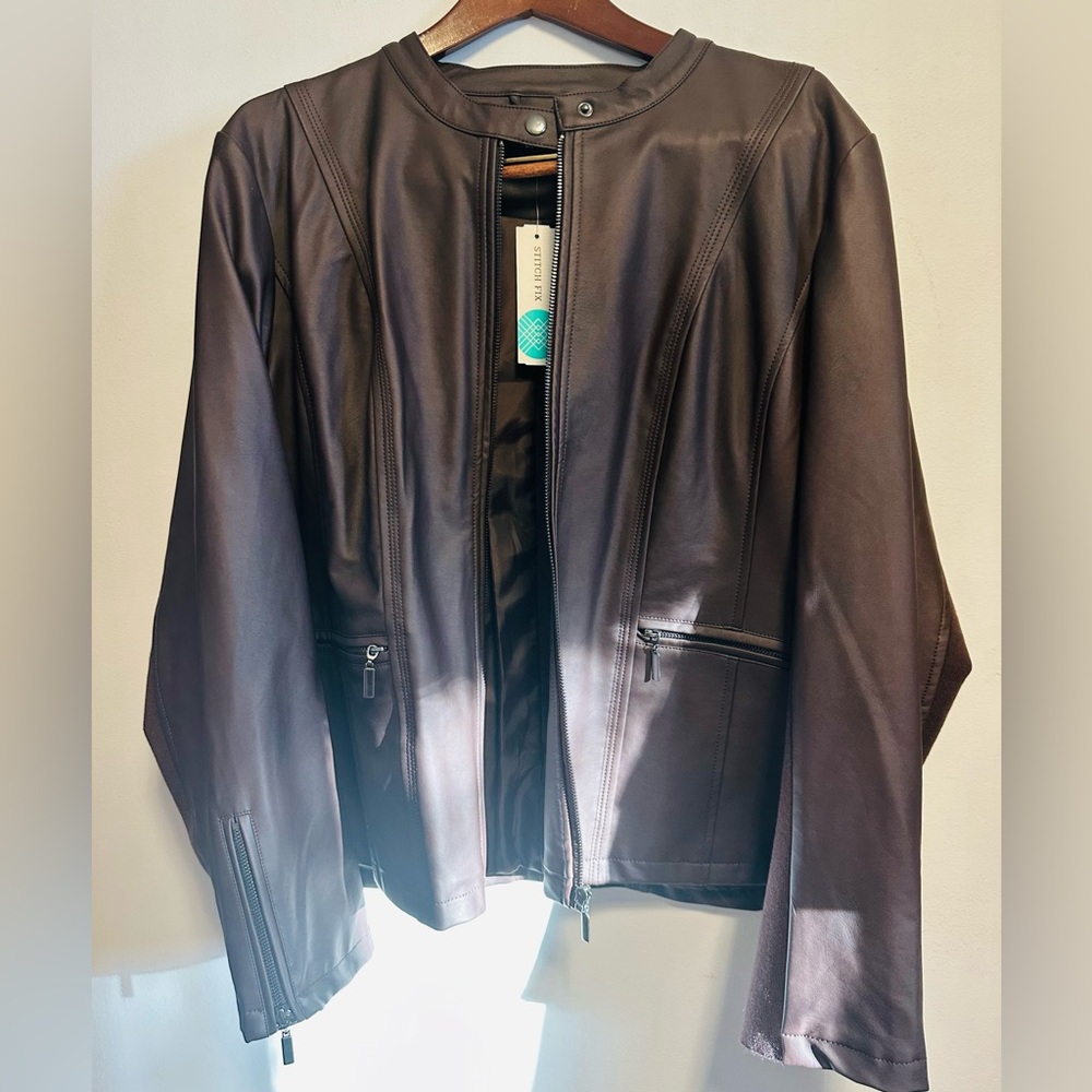 NWT Mo-Ka Ebele Faux Leather Jacket 
Sz XXL